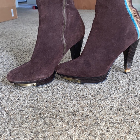 Suede Cowboy Knee Boots - Picture 4 of 6
